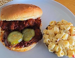 Hot Honey Fried Chicken sandwich w mac salad - $20