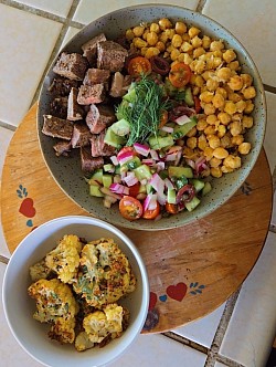 Chickpea steak salad, roasted cauliflour - $27