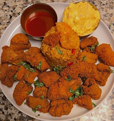 Jambalaya w catfish nuggets